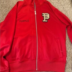 Purple Brand Red Zip-Up Jacket Men’s medium with Embroidered Logo